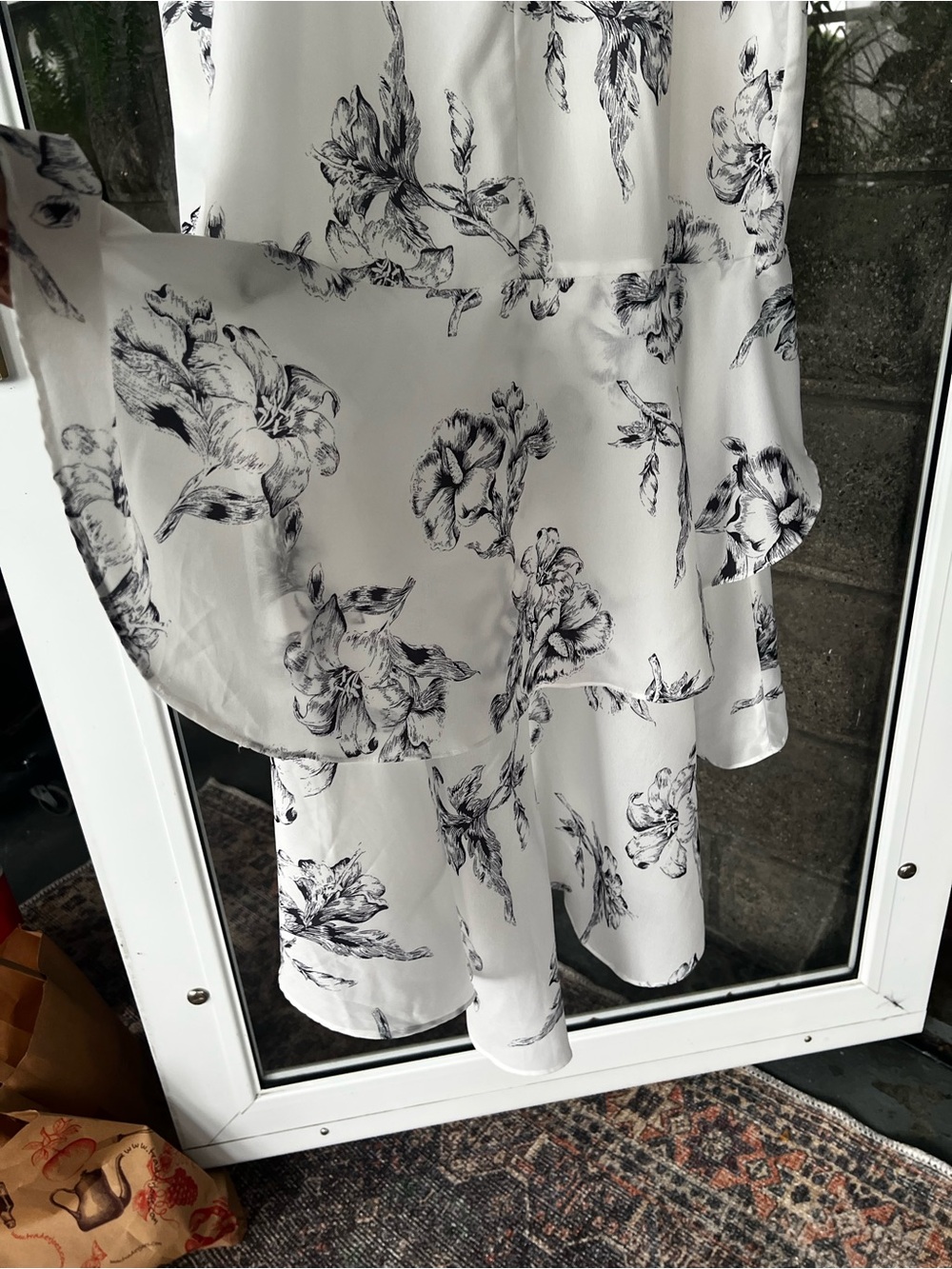 Lulu's White & Black Floral High-Low Ruffle Dress - Picture 8 of 8